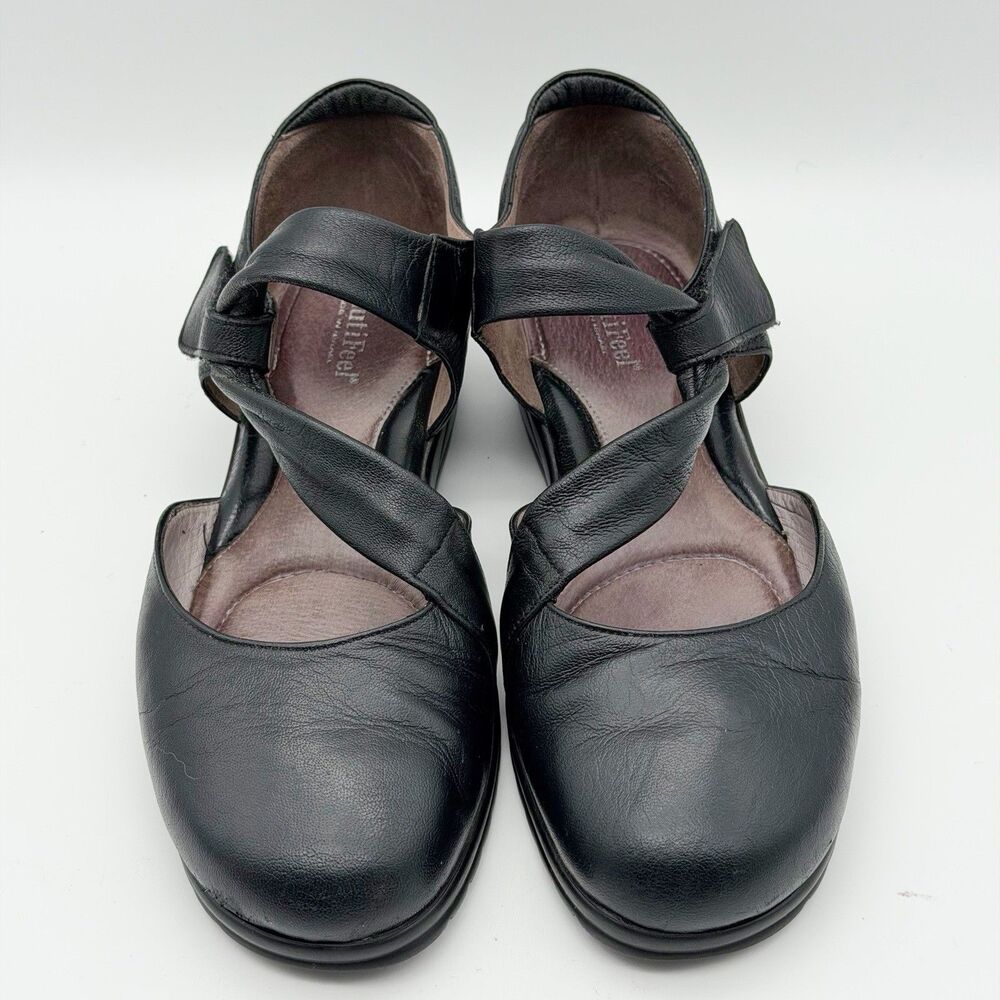 BeautiFeel Dear Black Leather Mary Jane Slip On Comfort Flats Women’s 7.5 EU 38 - Picture 2 of 13